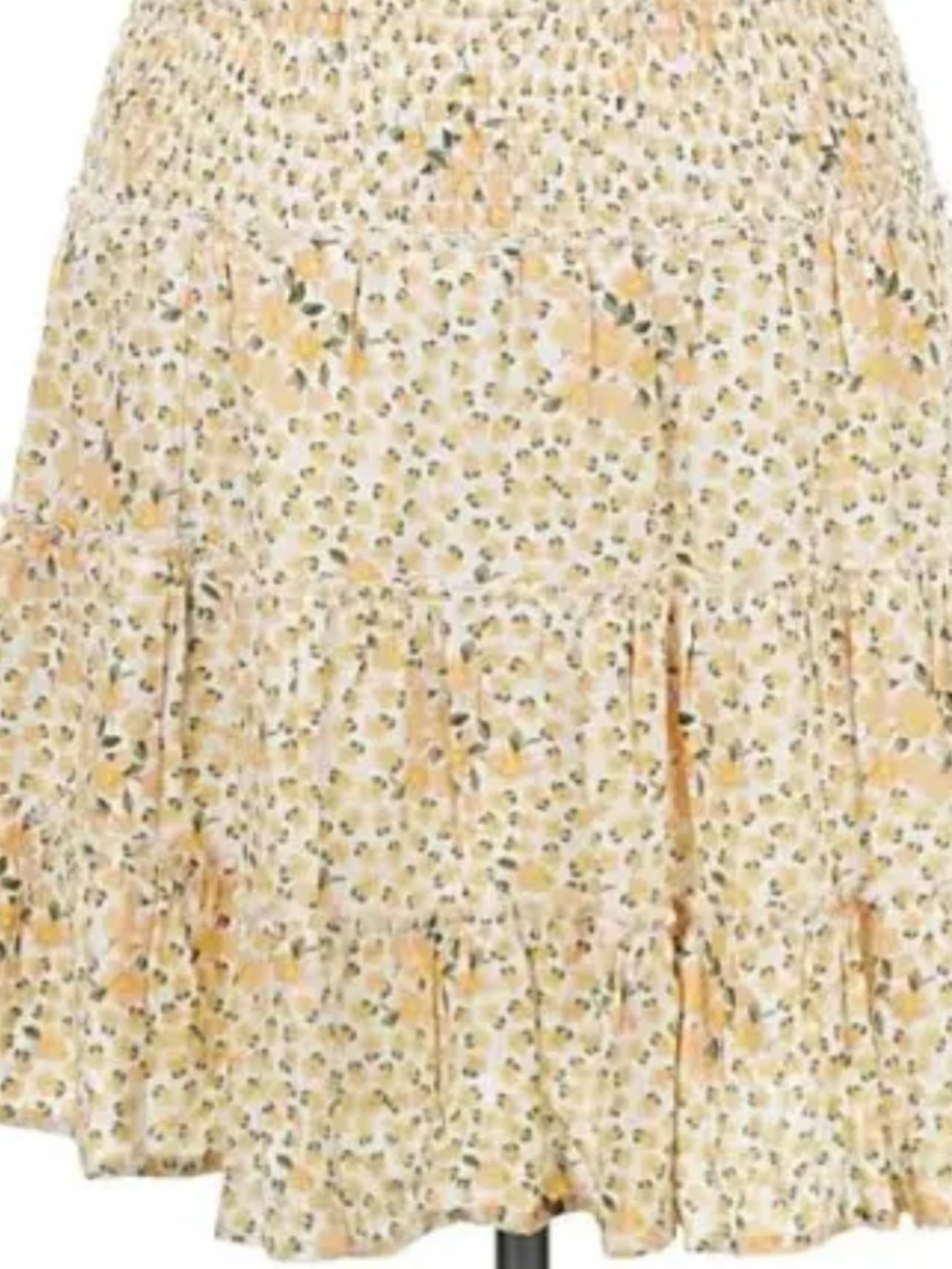 American Eagle Outfitters Yellow Floral Smocked Tiered Skirt